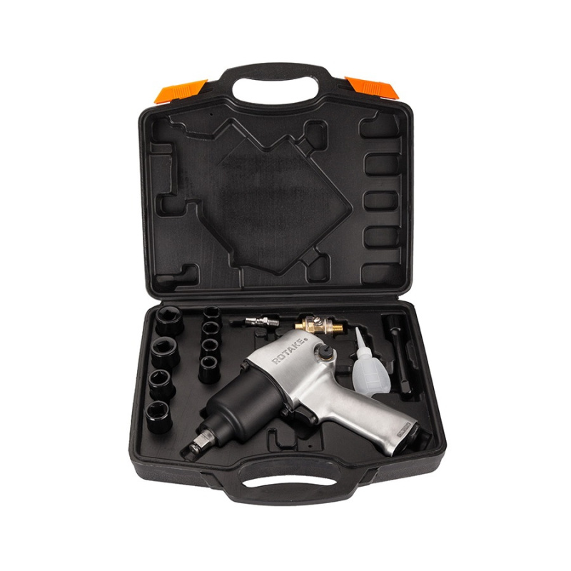 Гайковерт пневматический 1/2", 700Нм, 7000об/мин, 6,2бар, с набором голов ROSSVIK RT-5268K